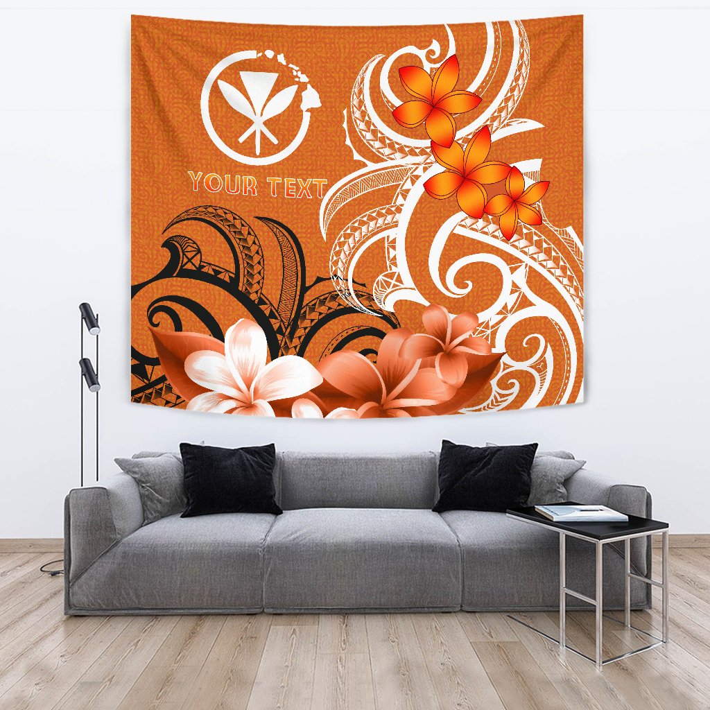 Custom Hawaii Personalised Tapestry - Hawaiian Spirit Wall Tapestry - [Custom] Hawaii Personalised Tapestry - Hawaiian Spirit Large 104" x 88" Orange - Polynesian Pride