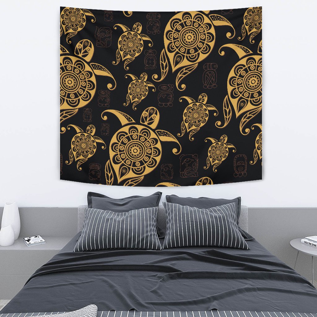 Turtle Pattern Golden Tapestry - Polynesian Pride