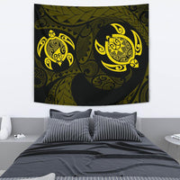 Hawaii Polynesian Turtle Tapestry Yellow Wall Tapestry Medium 80" x 68" Yellow - Polynesian Pride