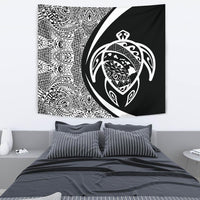 Hawaii Turtle Map Polynesian Tapestry - White - Circle Style Wall Tapestry White - Polynesian Pride