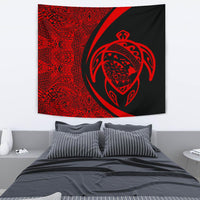 Hawaii Turtle Map Polynesian Tapestry - Red - Circle Style Wall Tapestry 130cm*150cm Red - Polynesian Pride