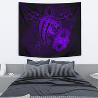 Hawaii Hibiscus Tapestry - Harold Turtle - Purple Wall Tapestry Medium 80" x 68" Purple - Polynesian Pride
