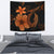 Hawaii Fish Hook Hibiscus Plumeria Poly Tapestry - Orange Wall Tapestry Orange - Polynesian Pride