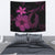 Hawaii Fish Hook Hibiscus Plumeria Poly Tapestry - Pink Wall Tapestry Medium 80" x 68" Pink - Polynesian Pride