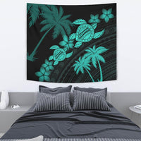 Hawaii Turtle Plumeria Coconut Tree Polynesian Tapestry - Turquoise Wall Tapestry 130cm*150cm Turquoise - Polynesian Pride