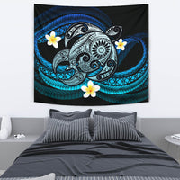 Hawaii Turtle Plumeria Polynesian Tapestry - Mela Style Wall Tapestry Black - Polynesian Pride
