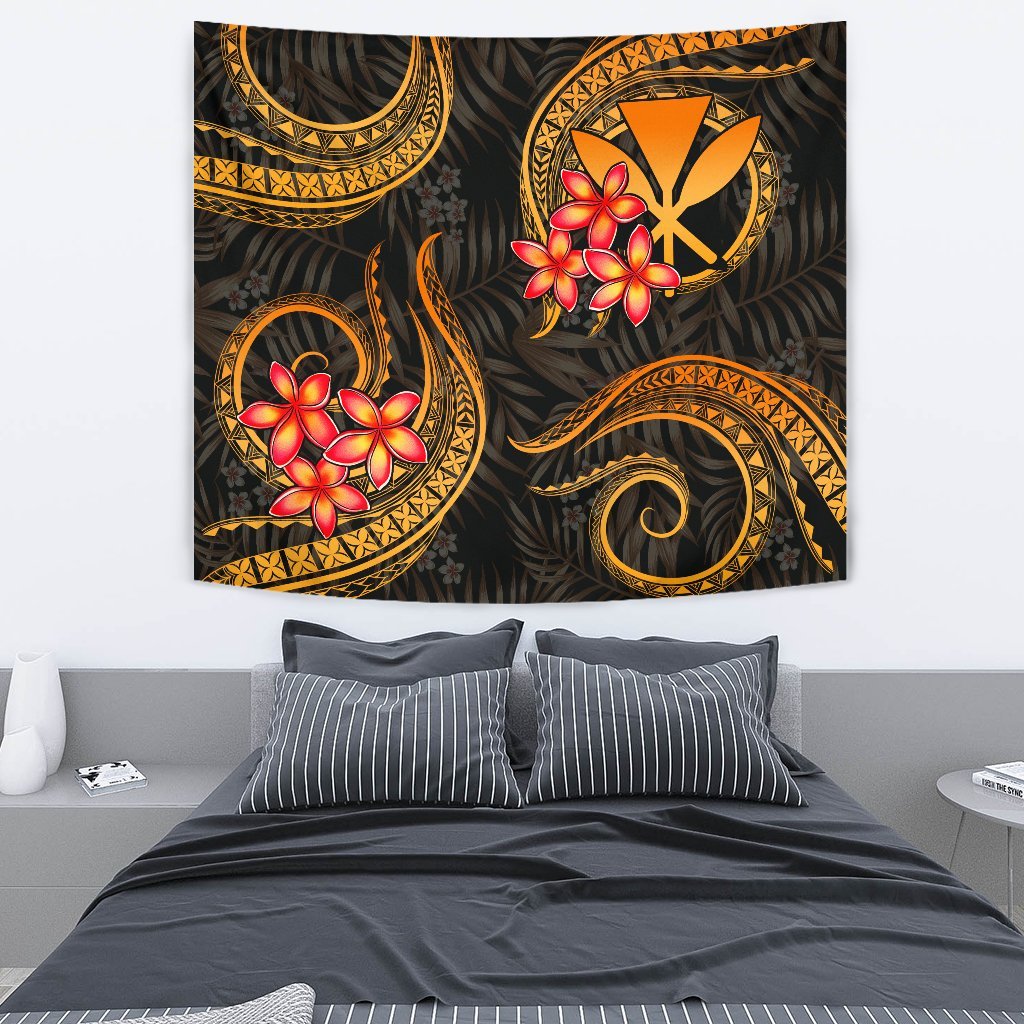 Hawaii Tapestry - Gold Plumeria TAPESTRY Medium 80" x 68" GOLD - Polynesian Pride