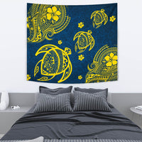 Hawaii Turtle Polynesian Tapestry - Kala Style Wall Tapestry Blue - Polynesian Pride