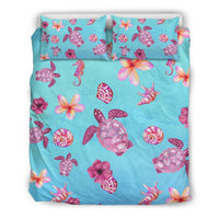 Hawaii Duvet Cover Set - Hawaii Turtle Screw And Hibiscus - Polynesian Pride