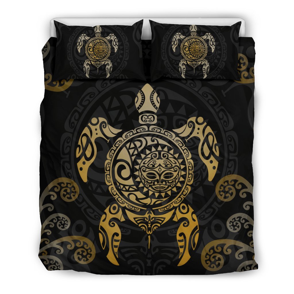 Maori Turtle Bedding Set Koru Fern Gold Gold - Polynesian Pride