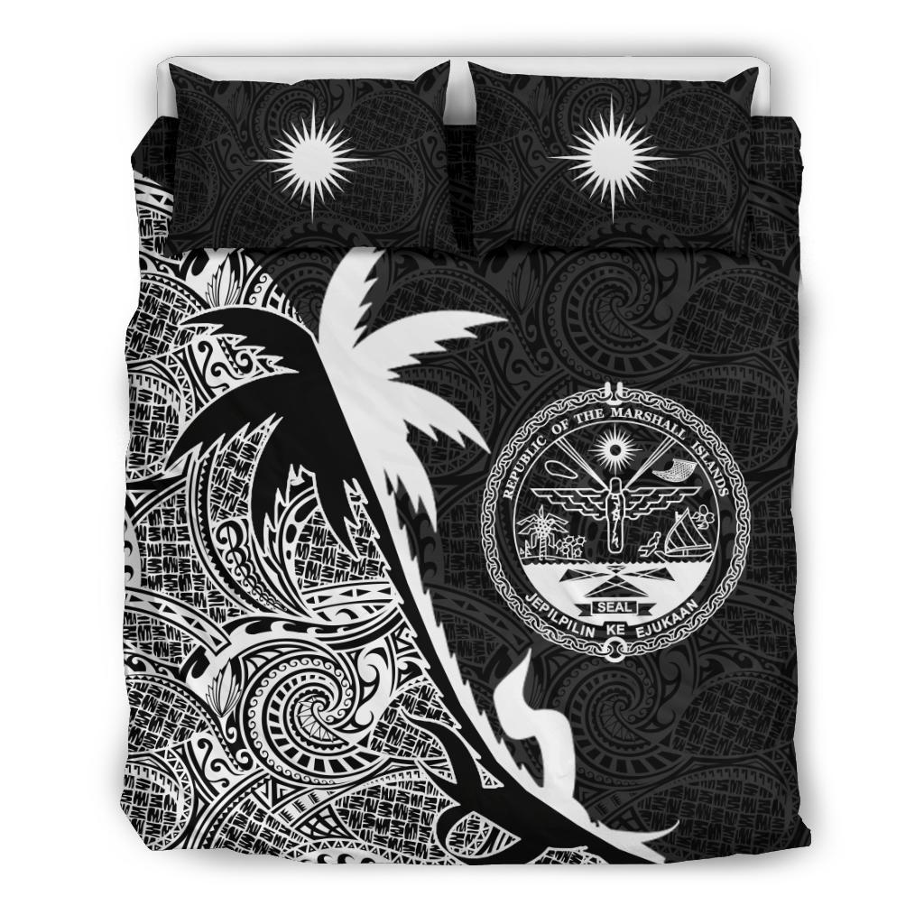 Marshall Islands Coconut Tree Bedding Set Black White Black White - Polynesian Pride