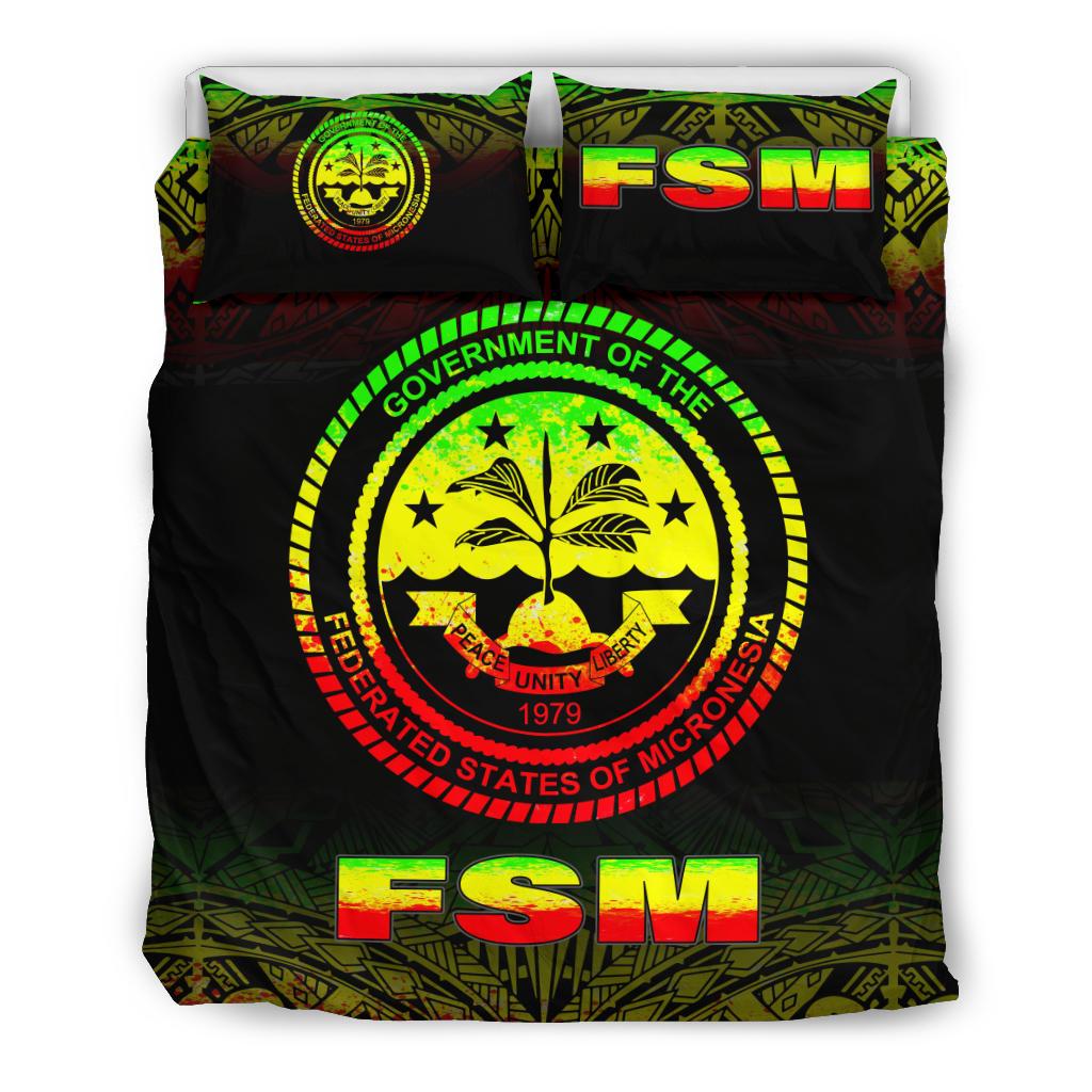 Federated States Of Micronesia Duvet Cover Set - Reggae Fog Style - Polynesian Pride