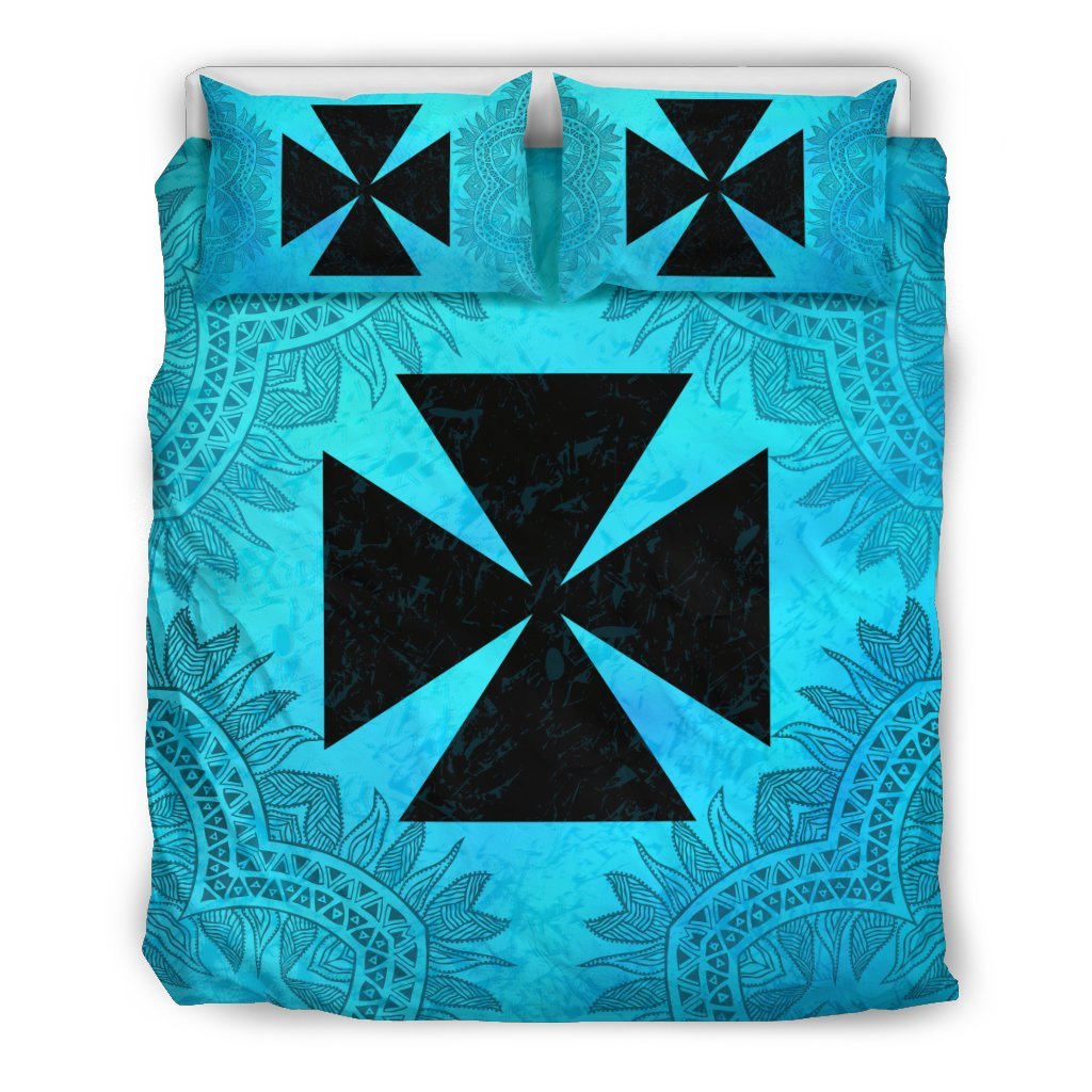 Wallis And Futuna Duvet Cover Set - Wallis And Futuna Coat Of Arms Turquoise A0 - Polynesian Pride