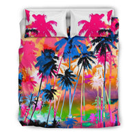 Polynesian Duvet Cover Set - Palm Tree Neon Color - Polynesian Pride