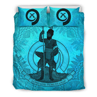 Vanuatu Duvet Cover Set - Vanuatu Coat Of Arms Turquoise - Polynesian Pride