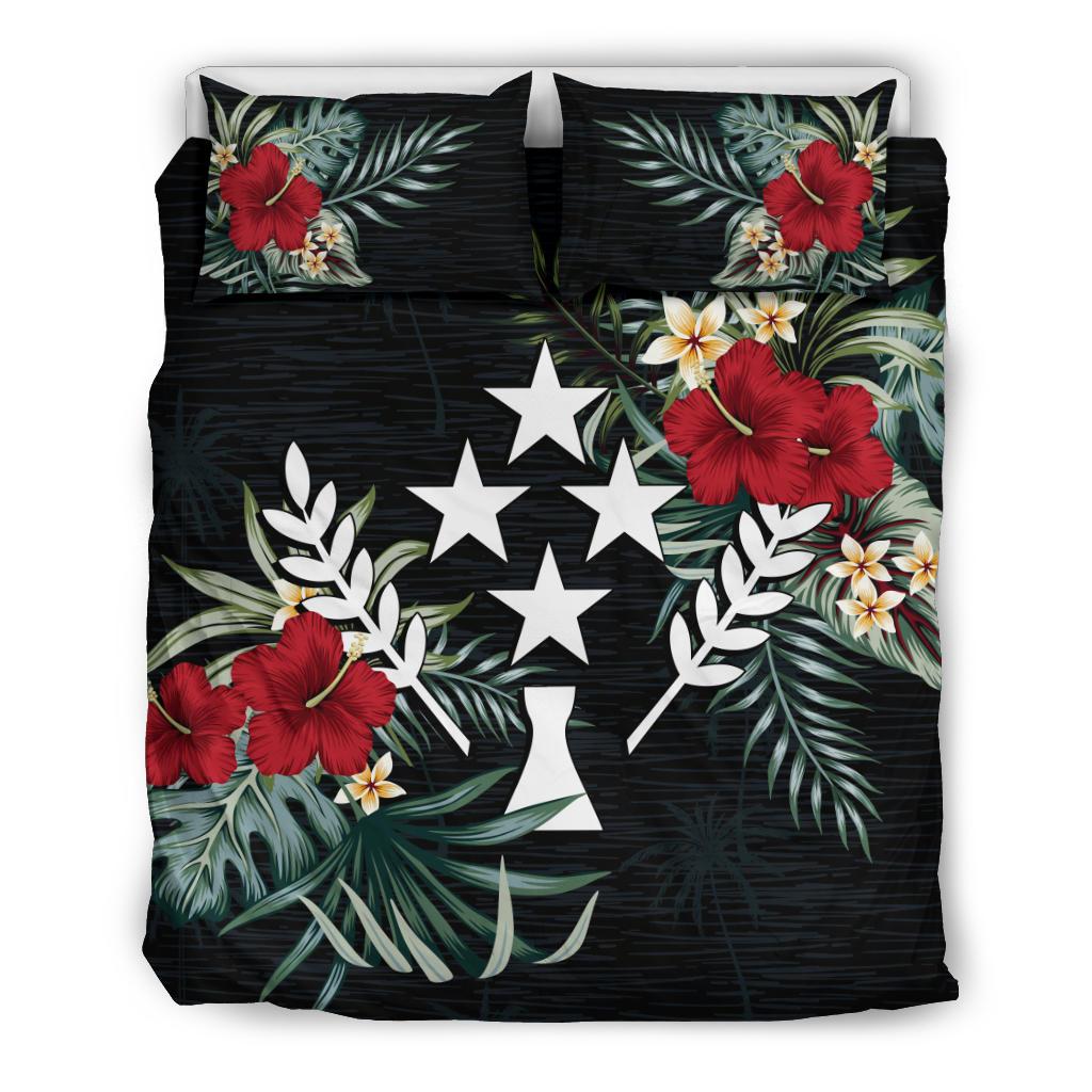 Kosrae Duvet Cover Set - Kosrae Coat Of Arms Hibiscus - Polynesian Pride