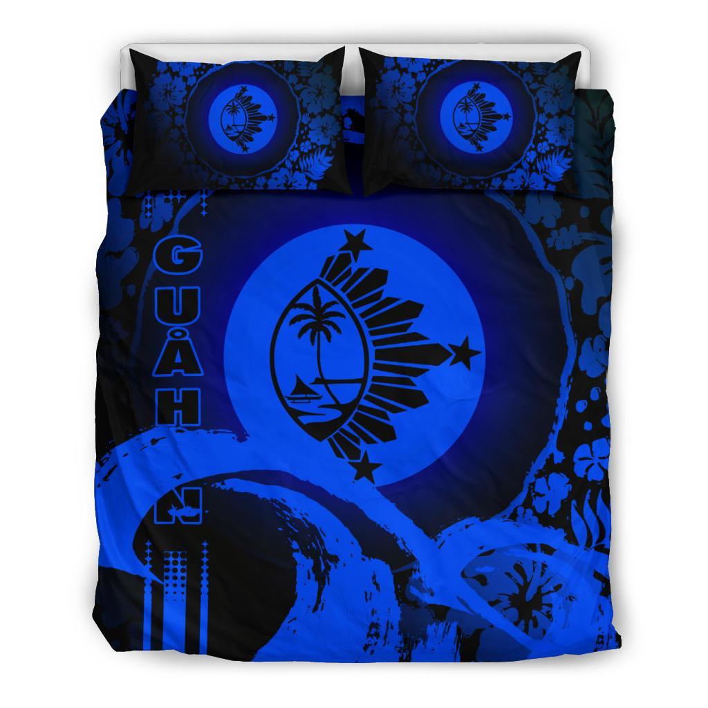 Guam Bedding Set - Hibiscus And Wave Blue Blue - Polynesian Pride