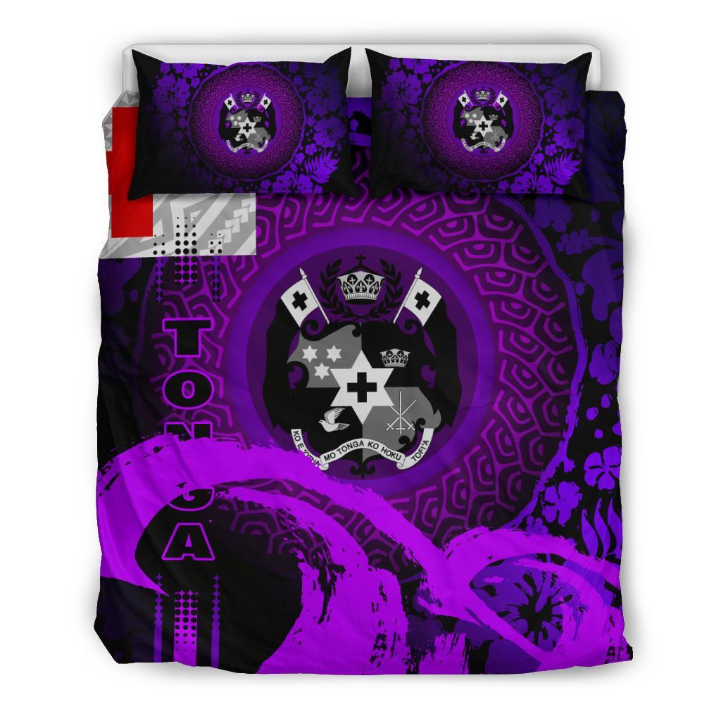 Tonga Bedding Set - Hibiscus And Wave Purple Purple - Polynesian Pride