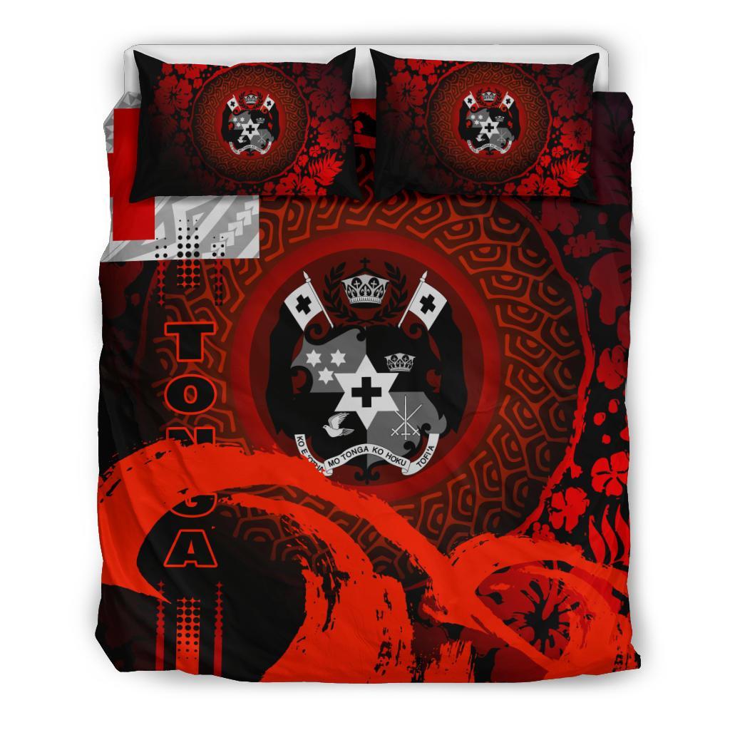 Tonga Bedding Set - Hibiscus And Wave Red Red - Polynesian Pride
