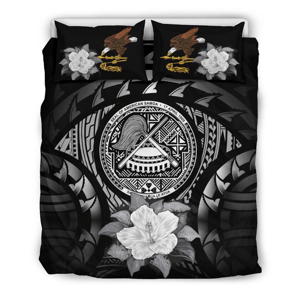 American Samoa Duvet Cover Set - American Samoa Seal & Gray Hibiscus - Polynesian Pride