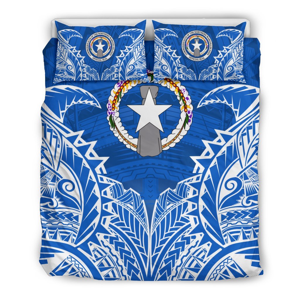 Northern Mariana Islands Duvet Cover Set - Northern Mariana Islands Flag Premium Blue - Polynesian Pride