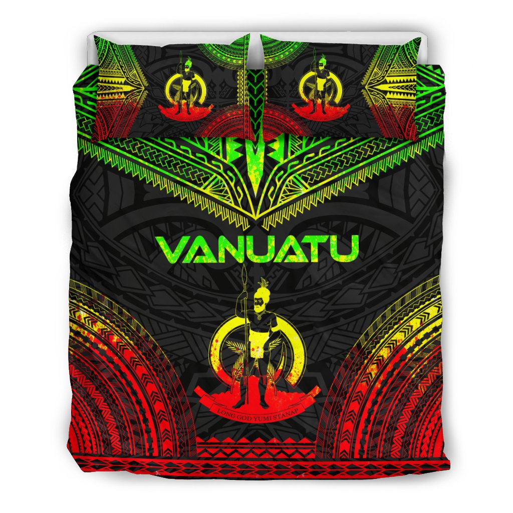 Vanuatu Polynesian Chief Duvet Cover Set - Reggae Version Art - Polynesian Pride