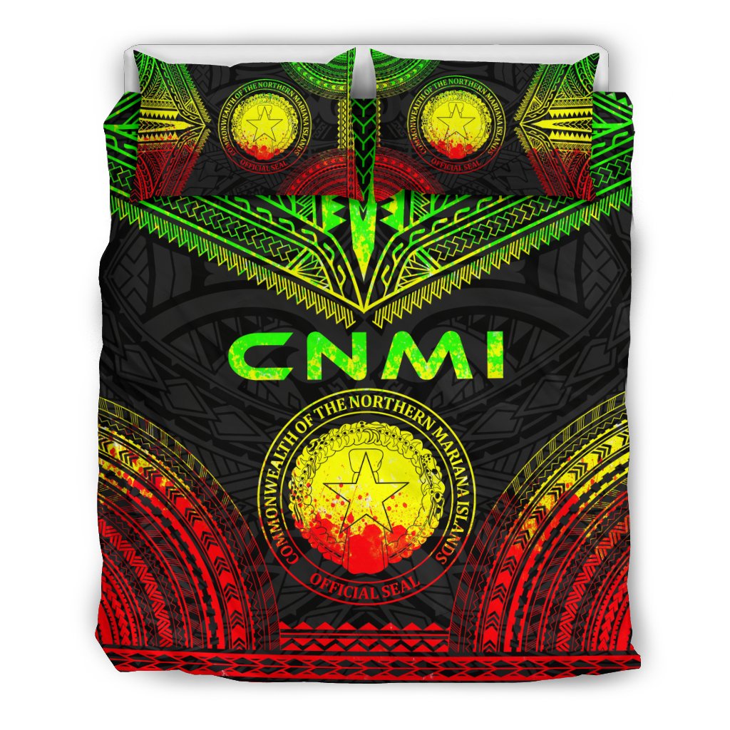 Northern Mariana Islands Polynesian Chief Duvet Cover Set - Reggae Version Art - Polynesian Pride