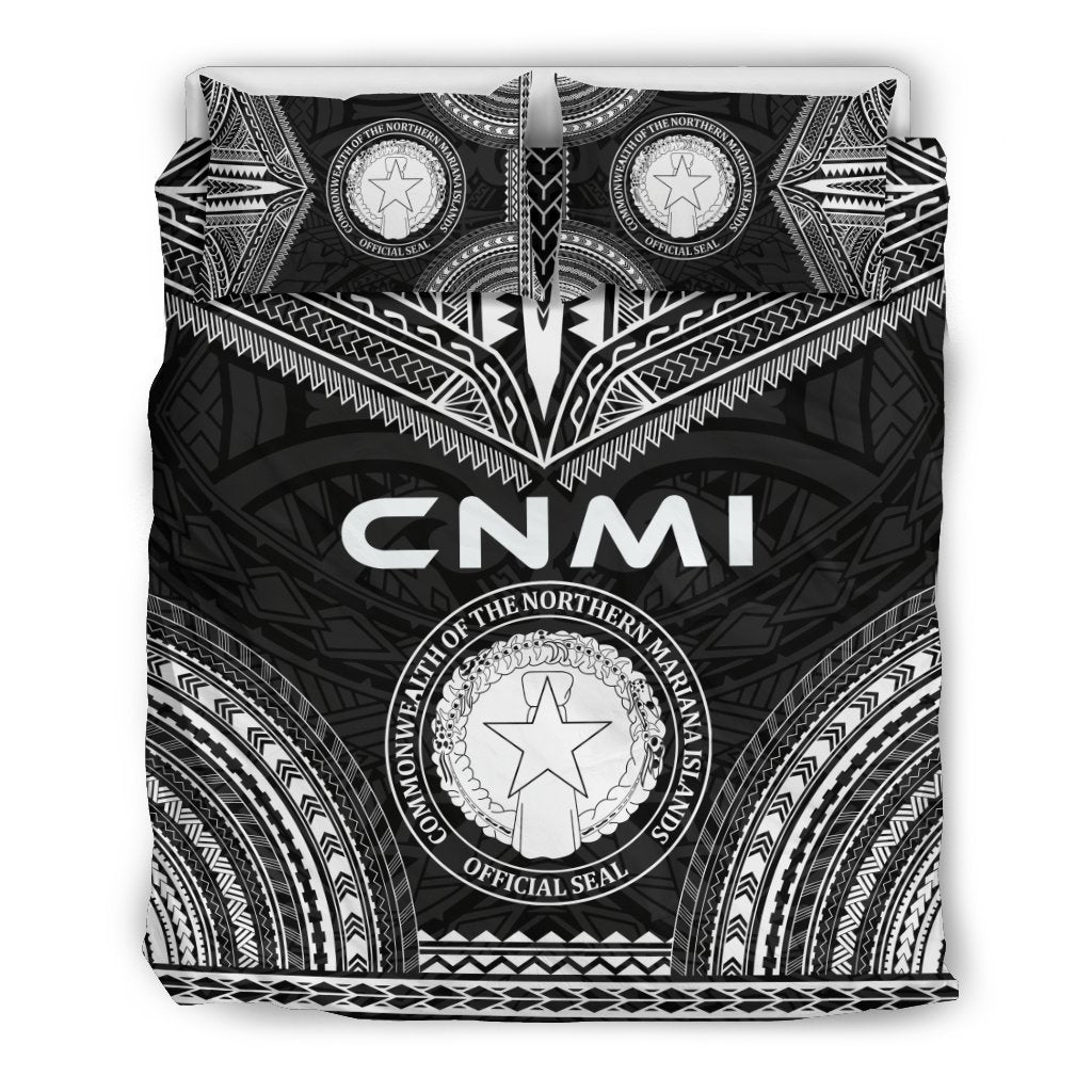 Northern Mariana Islands Polynesian Chief Duvet Cover Set - Black Version Black - Polynesian Pride