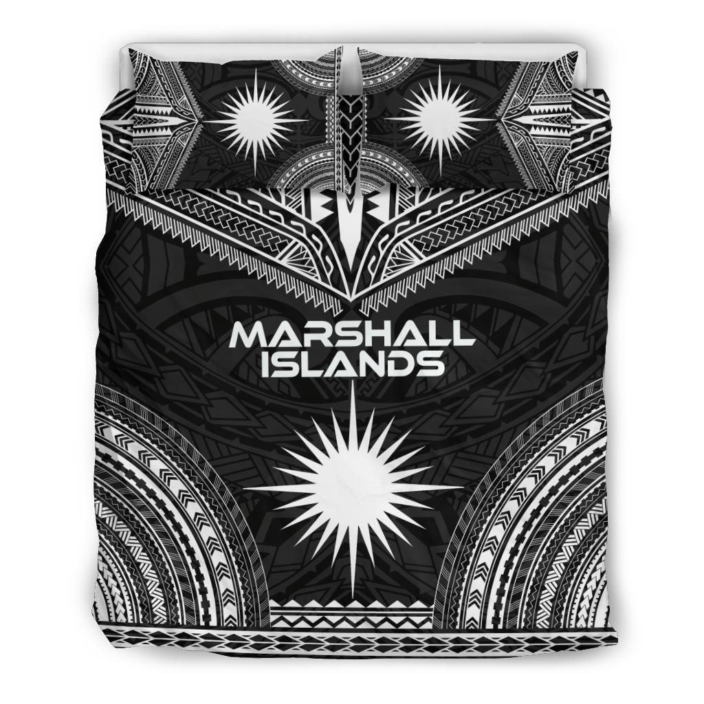 Marshall Islands Polynesian Chief Duvet Cover Set - Black Version Black - Polynesian Pride
