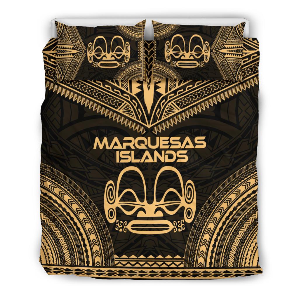 Marquesas Islands Polynesian Chief Duvet Cover Set - Gold Version Gold - Polynesian Pride