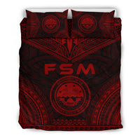Federated States Of Micronesia Polynesian Chief Duvet Cover Set - Red Version Red - Polynesian Pride