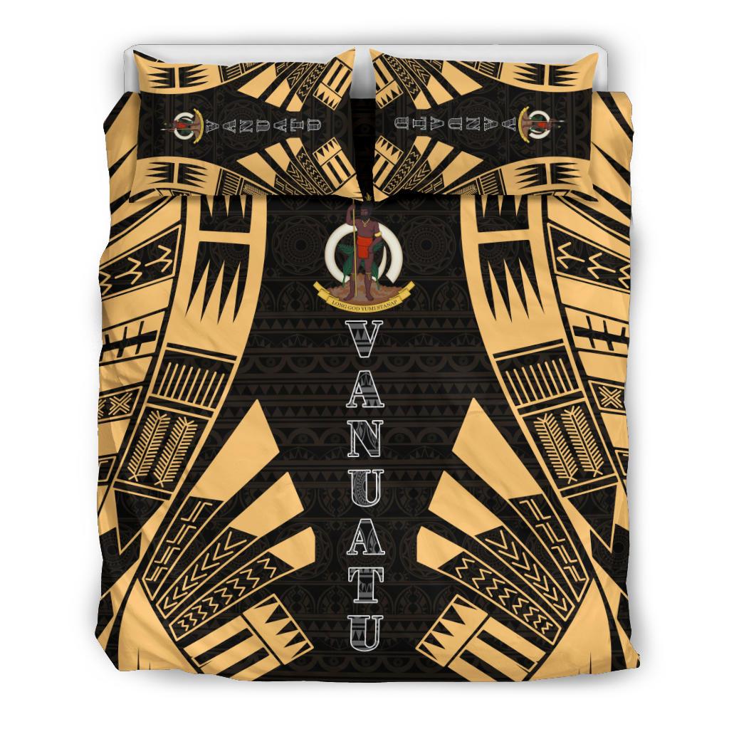 Vanuatu Duvet Cover Set - Polynesian Tattoo Gold - Polynesian Pride