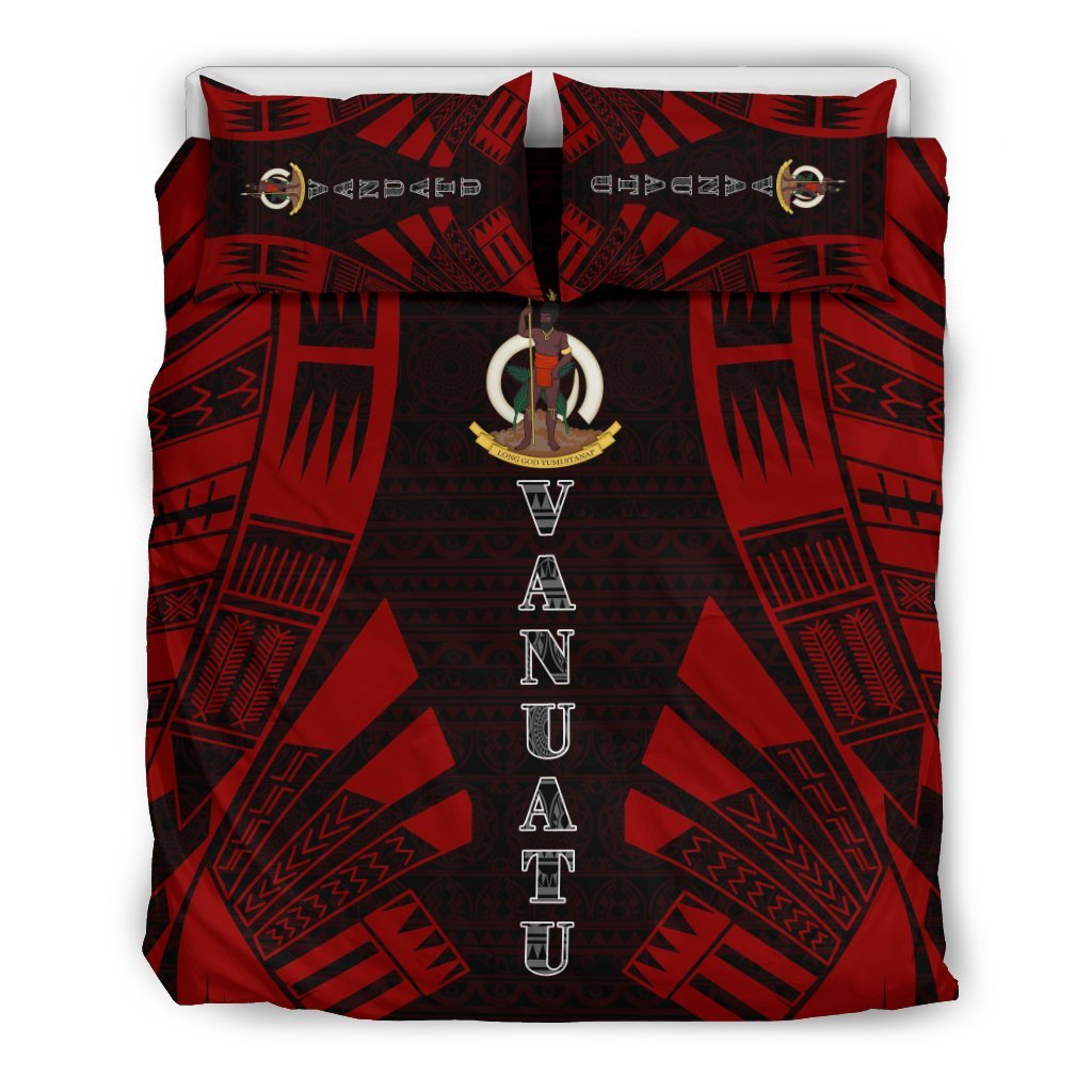 Vanuatu Duvet Cover Set - Polynesian Tattoo Red - Polynesian Pride