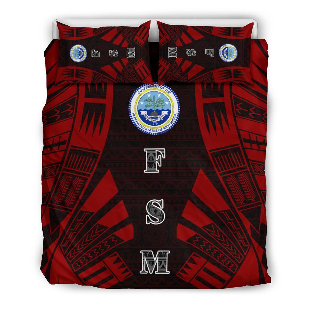 Federated States of Micronesia Duvet Cover Set - Polynesian Tattoo Red - Polynesian Pride