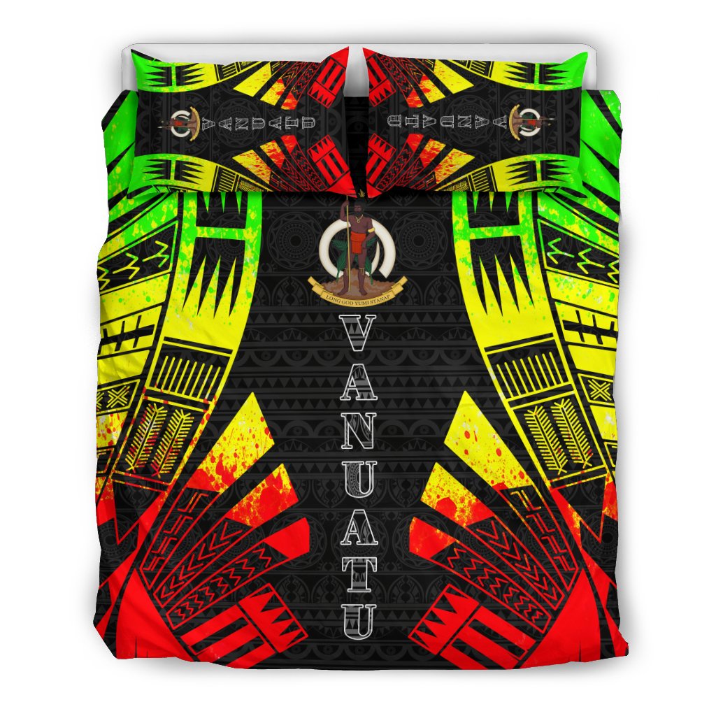 Vanuatu Duvet Cover Set - Polynesian Tattoo Reggae - Polynesian Pride