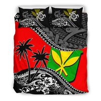 Hawaii Bedding Set - Kanaka Flag Fall In The Wave - Polynesian Pride