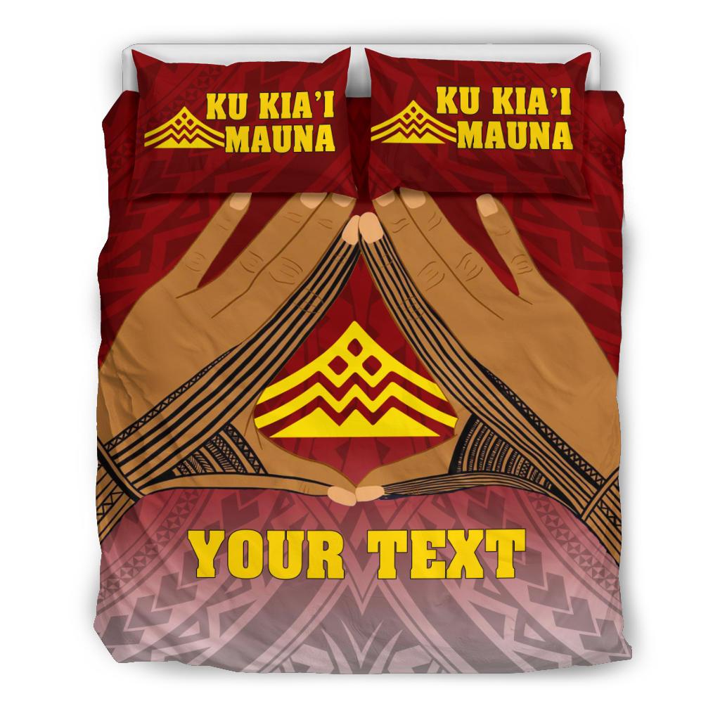 Polynesian Bedding Set - Hawaii Mauna Kea Custom Personalised Duvet Cover Hand Sign Symbol - Polynesian Pride