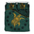 Cook Island Duvet Cover Set - Cook Island Flag & Turtle Tattoo Dark Green - Polynesian Pride