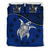 Cook Island Duvet Cover Set - Cook Island Flag & Turtle Tattoo Dark Blue - Polynesian Pride