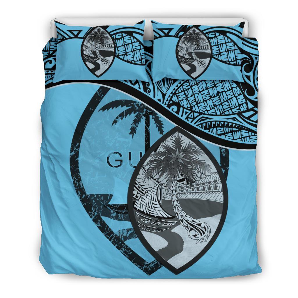 Guam Duvet Cover Set - Guam Flag & Coat Of Arms Blue - Polynesian Pride