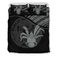 Niue Duvet Cover Set - Niue Coat Of Arms & Coconut Crab Black - Polynesian Pride