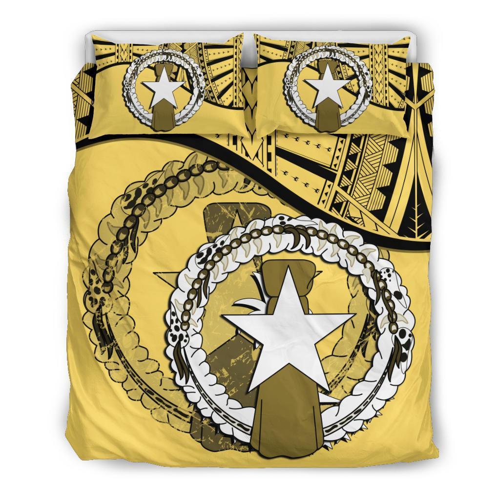 Northern Mariana Islands Duvet Cover Set - Northern Mariana Islands Flag Yellow - Polynesian Pride