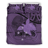 Papua New Guinea Duvet Cover Set - Papua New Guinea Flag & Coat Of Arms Purple - Polynesian Pride