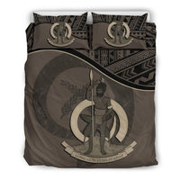 Vanuatu Duvet Cover Set - Vanuatu Coat Of Arms Brown - Polynesian Pride