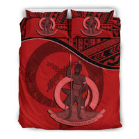 Vanuatu Duvet Cover Set - Vanuatu Coat Of Arms Red - Polynesian Pride