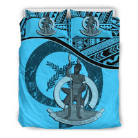 Vanuatu Duvet Cover Set - Vanuatu Coat Of Arms Blue - Polynesian Pride