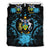 Solomon Island Duvet Cover Set - Solomon Island Coat Of Arms & Blue Hibiscus - Polynesian Pride