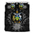 Solomon Island Duvet Cover Set - Solomon Island Coat Of Arms & Gray Hibiscus - Polynesian Pride