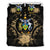 Solomon Island Duvet Cover Set - Solomon Island Coat Of Arms & Brown Hibiscus - Polynesian Pride