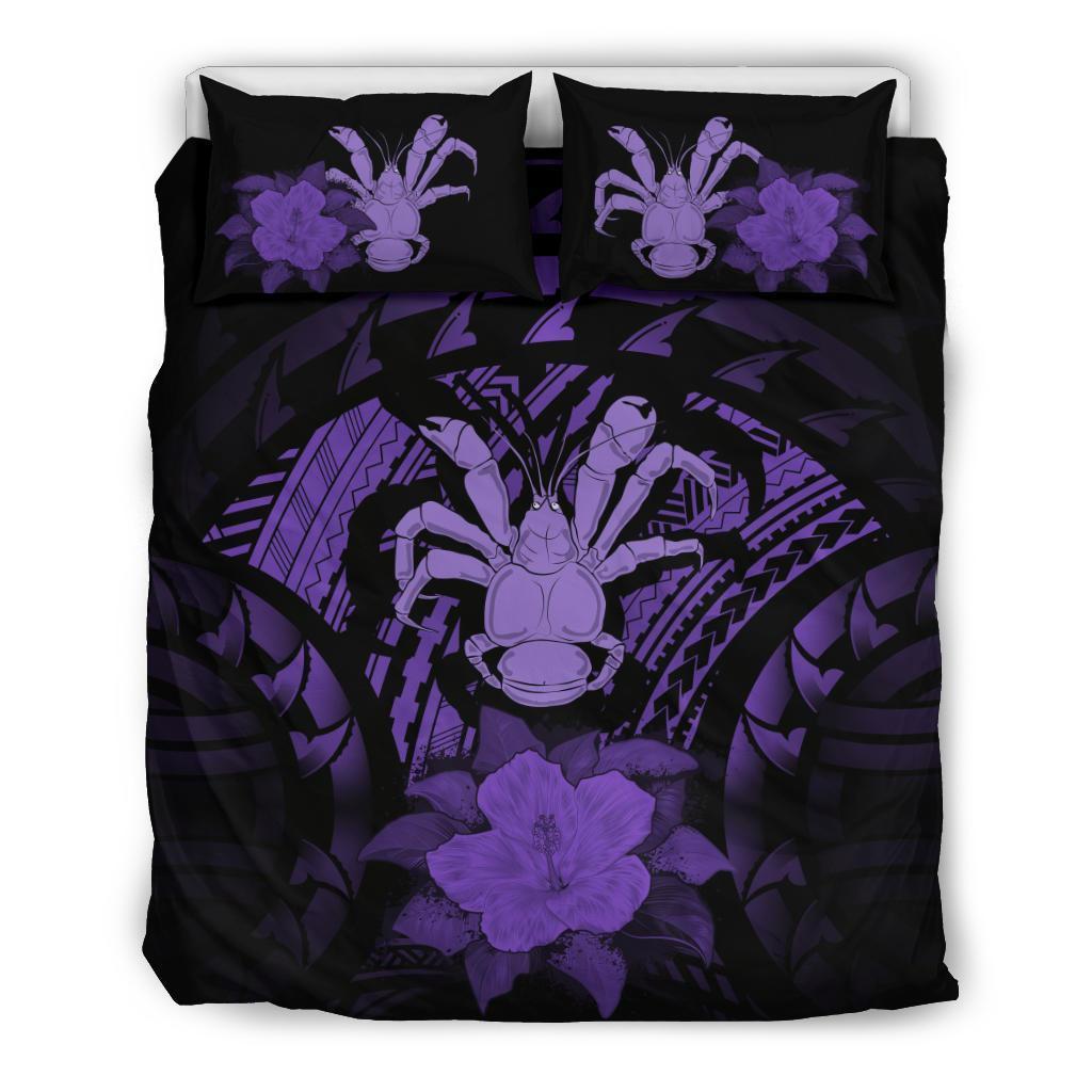 Niue Duvet Cover Set - Coconut Crab & Purple Hibiscus - Polynesian Pride